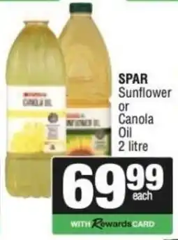KwikSpar SPAR Sunflower or Canola Oil offer