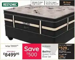 Bradlows RESTONIC Ballito Queen 152cm Base Set offer