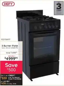 Bradlows DEFY 3 Burner Plate Gas Stove offer