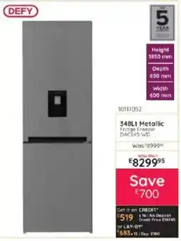 Bradlows DEFY 348Lt Metallic Fridge Freezer offer