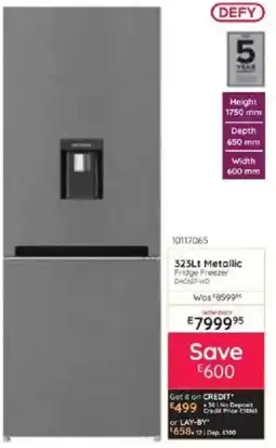 Bradlows DEFY 325Lt Metallic Fridge Freezer offer