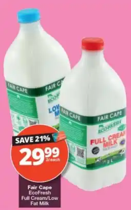 Checkers Fair Cape EcoFresh Full Cream/Low Fat Milk offer
