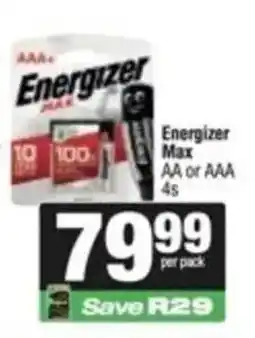 SuperSpar Energizer Max AA or AAA offer