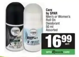 SuperSpar Care by SPAR Men's or Women's Roll On Deodorant Assorted offer