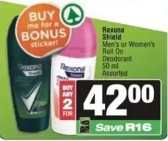 Rexona Shield Men's or Women's Roll On Deodorant Assorted