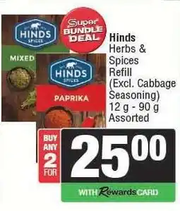 Spar Hinds Herbs & Spices Refill offer