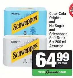 Spar Coca-Cola Original and No Sugar and Schweppes Soft Drink offer