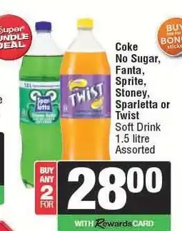 Spar Coke No Sugar, Fanta, Sprite, Stoney, Sparletta or Twist offer