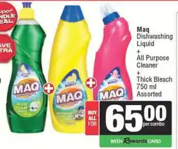Spar Maq Dishwashing Liquid + All Purpose Cleaner + Thick Bleach 750 ml Assorted offer
