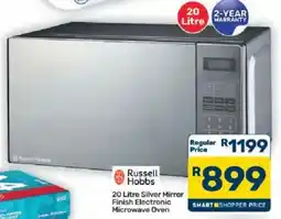 Pick n Pay Hypermarket Russell Hobbs 20 Litre Silver Mirror Finish Electronic Microwave Oven offer