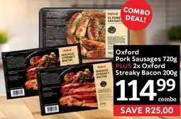 Oxford Freshmarket Oxford Pork Sausages PLUS Oxford Smoked Streaky Bacon offer