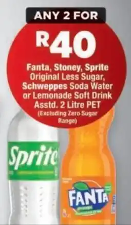 OK Foods Fanta, Stoney, Sprite, Original Less Sugar, Schweppes Soda Water or Lemonade Soft Drink offer