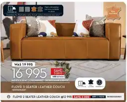 Rochester FLOYD 3 SEATER LEATHER COUCH offer