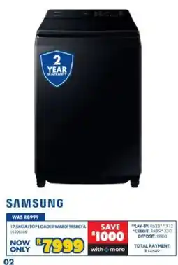 Russells Samsung 17.5KG AI Top Loader offer