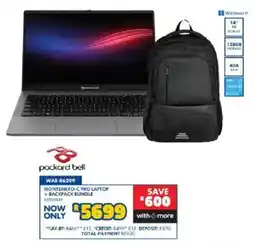 Russells Packard Bell Montenero-C Pro Laptop + Backpack Bundle offer