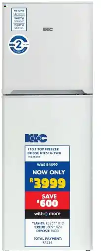 Russells KOC 170LT Top Freezer Fridge offer