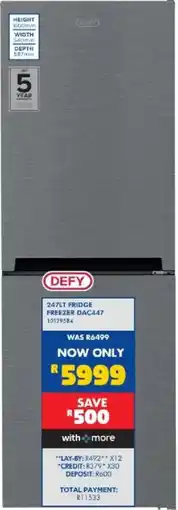 Russells DEFY 247LT FRIDGE FREEZER DAC447 offer
