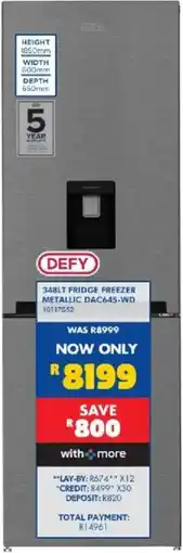 Russells DEFY 348LT FRIDGE FREEZER METALLIC offer