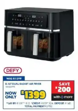 Russells DEFY 8.4LT DUAL BASKET AIR FRYER offer
