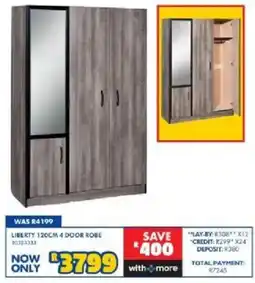Russells LIBERTY 120CM 4 DOOR ROBE offer