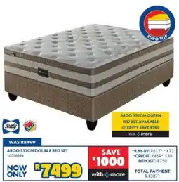 Russells Sealy ARGO 137CM DOUBLE BED SET offer