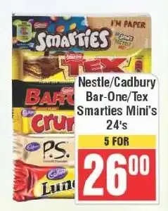 Frontline Nestle/Cadbury Bar-One/Tex Smarties Mini's offer