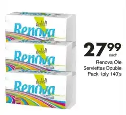 Save Hyper Renova Ole Serviettes Double Pack 1ply 140's offer