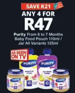 Checkers Purity Baby Food Pouch / Jar offer