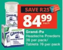 Checkers Grand-Pa Headache Powders offer