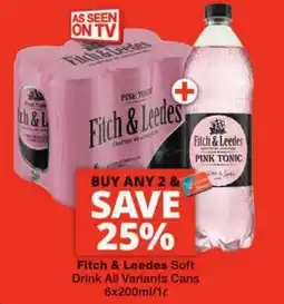 Checkers Fitch & Leedes Soft Drink All Variants Cans offer