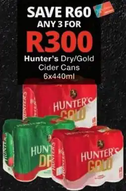 Checkers Hunter's Dry/Gold Cider Cans offer