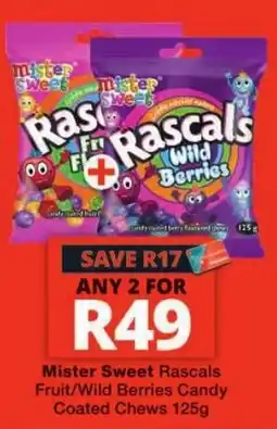 Checkers Mister Sweet Rascals Fruit/Wild Berries Candy Coated Chews offer