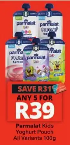 Checkers Parmalat Kids Yoghurt Pouch offer