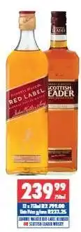 Ultra Liquors Johnnie Walker Red Label Blended or Scottish Leader Whisky offer