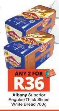 Checkers Albany Superior Regular/Thick Slices White Bread 700g offer