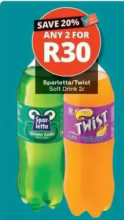 Checkers SPARLETTA/TWIST SOFT DRINK offer
