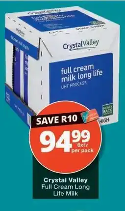 Checkers CRYSTAL VALLEY FULL CREAM LONG LIFE MILK offer