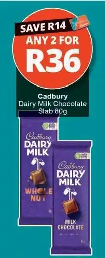 Checkers Cadbury Dairy Milk Chocolate Slab 80g offer