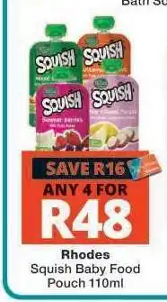 Checkers Rhodes Squish Baby Food Pouch 110ml offer