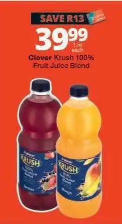 Checkers Clover Krush 100 Fruit Juice Blend offer