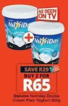 Checkers Danone Nutriday Double Cream Plain Yoghurt 900g offer