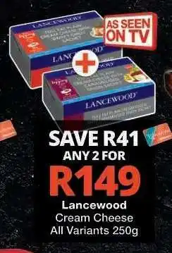 Checkers Lancewood Cream Cheese offer