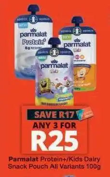 Checkers Parmalat Protein+/Kids Dairy Snack Pouch offer