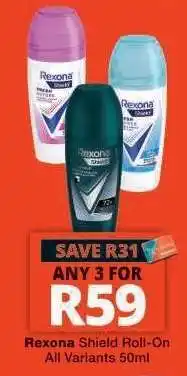Checkers Rexona Shield Roll-On offer