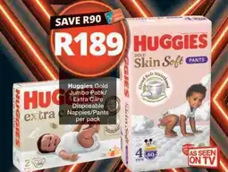 Checkers Huggies Gold Jumbo Pack/Extra Care Disposable Nappies/Pants offer
