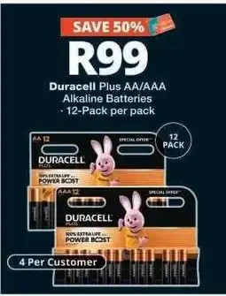 Checkers Duracell Plus AA/AAA Alkaline Batteries offer