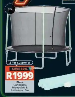 Checkers Plum Springsafe Trampoline & Enclosure - 3m offer