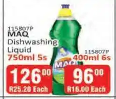 KitKat Cash and Carry MAQ Dishwashing Liquid 750ml 5s offer