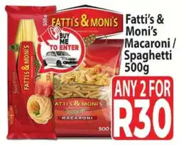 Supa Store Fatti's & Moni's Macaroni/Spaghetti 500g offer