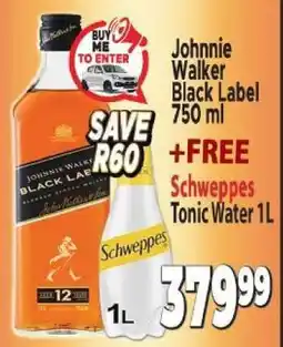 Supa Store Johnnie Walker Black Label 750 ml + FREE Schweppes Tonic Water 1L offer